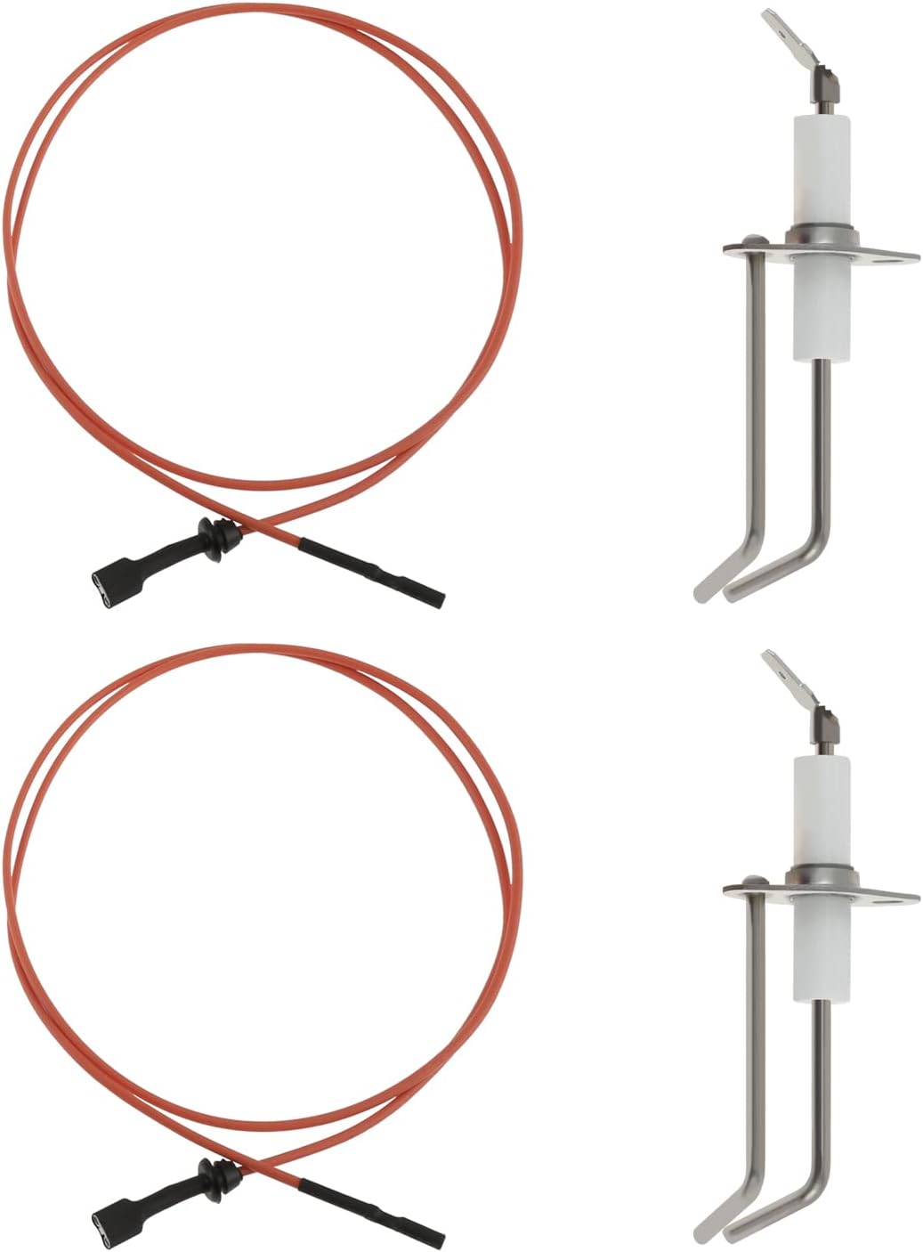 2 Pack 62-24164-01 Furnace Burner Ignitors Repalcement, Flame Sensor Ignitors with 232258 2-Prong Electrode Assembly and 31.5" High-Temperature Cable Wire Compatible with Rheem Furnace