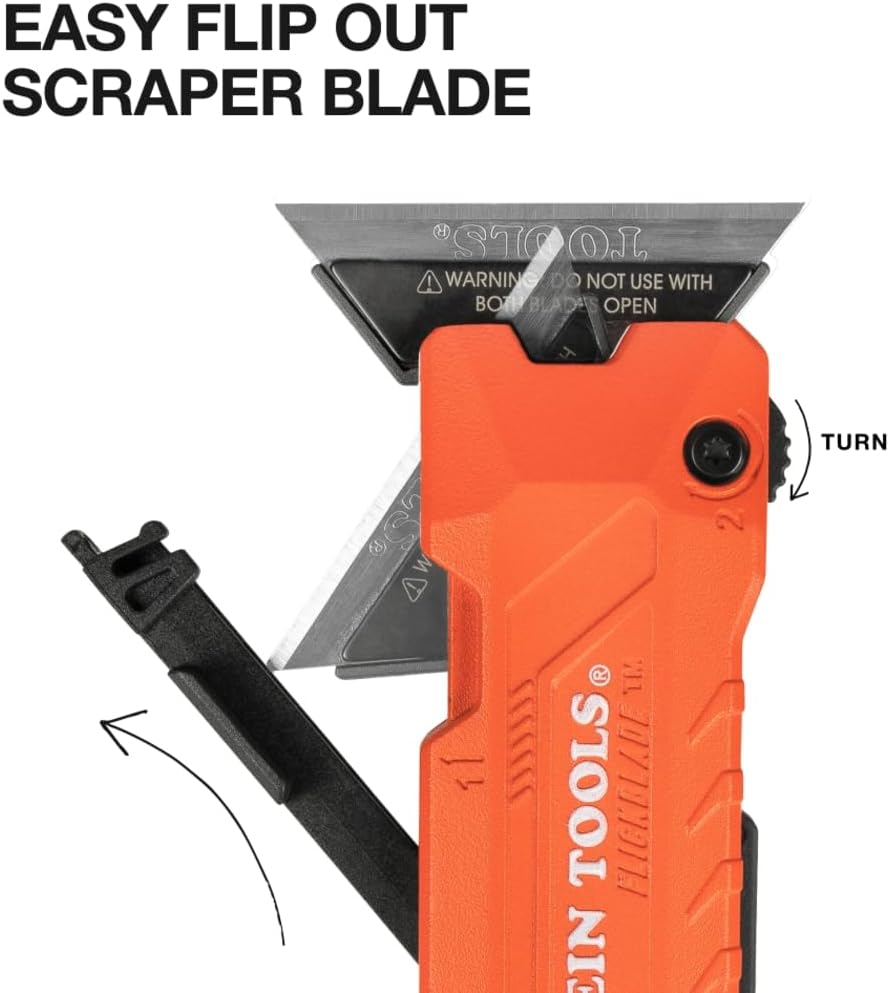 44306 FLICKBLADE 2-in-1 Folding Utility Knife and Scraper with Built-In Blade Storage, Dual Locking Positions