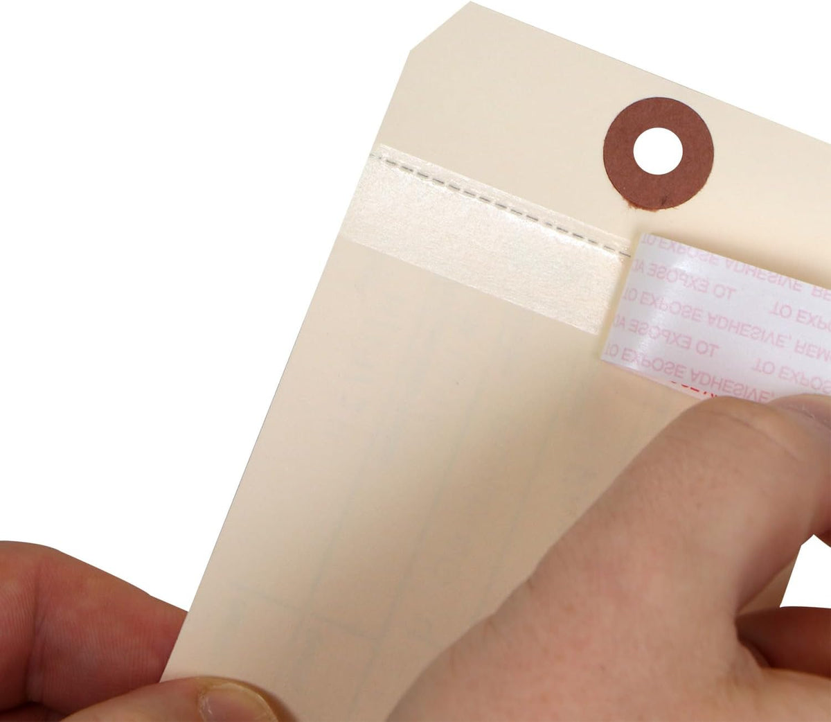 100-Pack 2-Part NCR Receiving Tags with Adhesive Strip - 6.25"x3.125", Thick Manila Tags with 60# Tear-Off NCR Paper