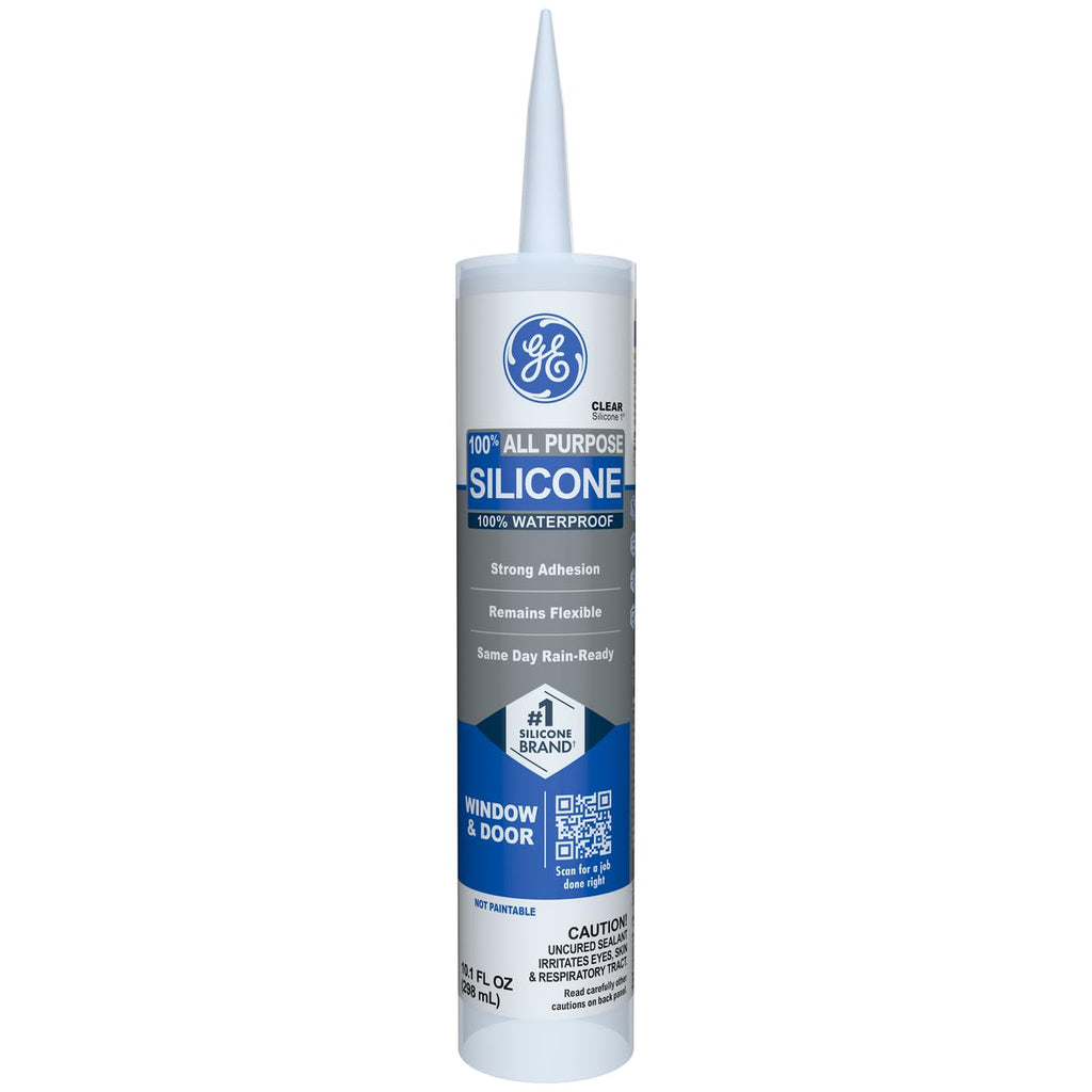 All Purpose Silicone Caulk, Clear, 10 fl oz Cartridge, 1 Pack - 100% Waterproof Silicone Sealant, Stronger Adhesion
