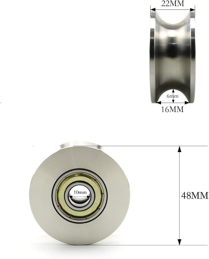 Heyous U Groove Stainless Steel Silent Pulley - 600LB, Silver Tone