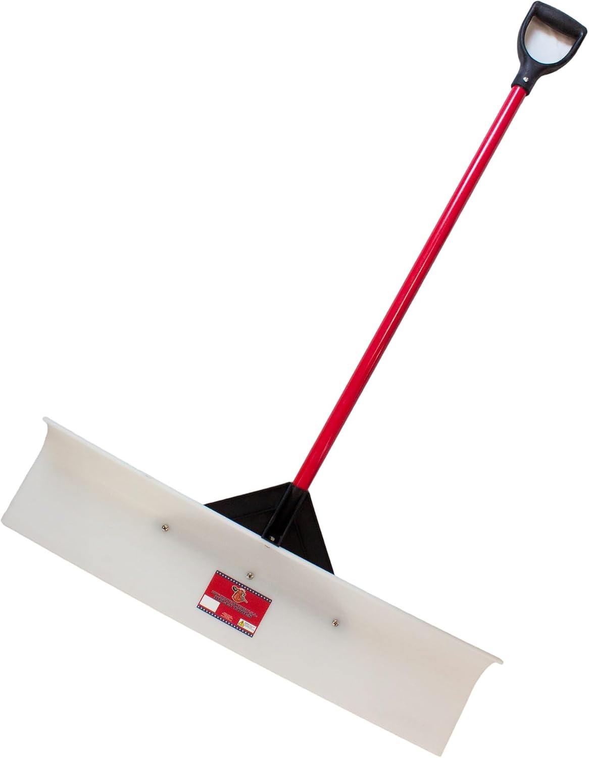 Heavy Duty Snow Pusher - High Molecular Weight Snow Plow with Fiberglass D-Grip Handle, Large Shovel Pusher for