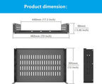 2U 19" Universal Vented Rack Mount Cantilever Server Shelf