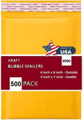500 PC #000 4x8 Inches 500 Pack Inches Kraft Bubble Mailers Yellow Shipping Padded Envelopes Self Seal Waterproof