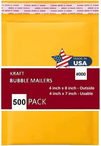 500 PC #000 4x8 Inches 500 Pack Inches Kraft Bubble Mailers Yellow Shipping Padded Envelopes Self Seal Waterproof