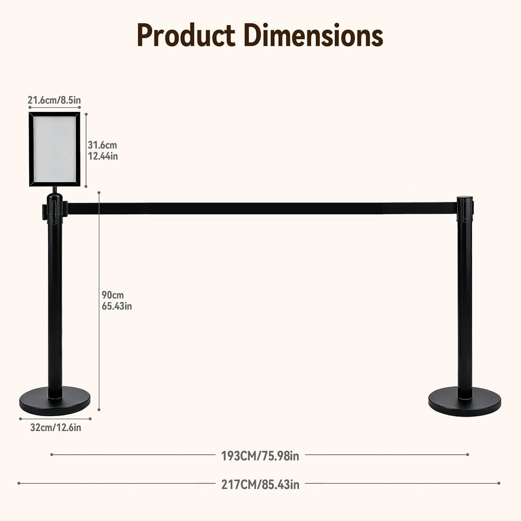 6 Pack Crowd Control Stanchions, 9.8FT Retractable Belt