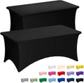2 Pack 6FT Black Tablecloth Rectangle Spandex Fitted Table Cover