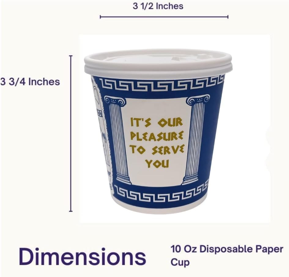 [50 Pack] 10 oz NEW YORK Paper Coffee Cups, Disposable Paper Coffee Cup with Lids, Hot/Cold Beverage