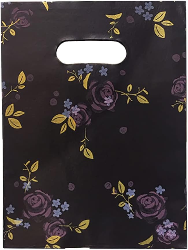 100 Count 11.7" x 15.7" Plastic Merchandise Bags, Shopping Retail Boutique Bags with Die Cut Handles - Rose