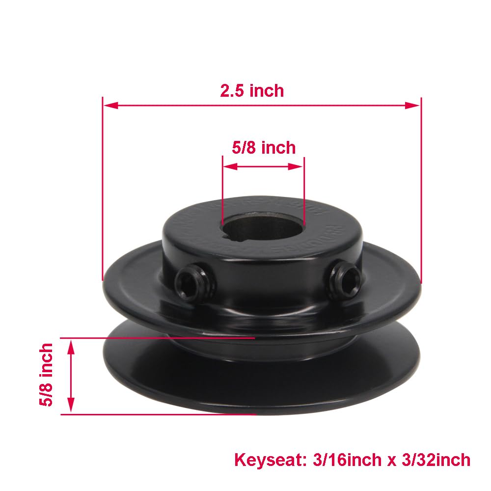AK25 Single Groove Web Sheaves,2.5" OD 5/8" Bore V-Belt Sheave Cast Iron for V-Belt (5/8"Bore-2.5"OD, 1 Groove)