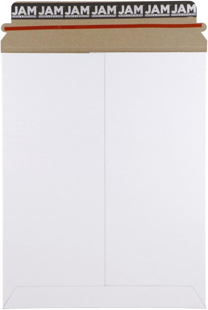 Stay-Flat Photo Mailer Envelopes with Peel & Seal Closure - 9 3/4 x 12 1/4 - White - 6 Rigid Mailers/Pack