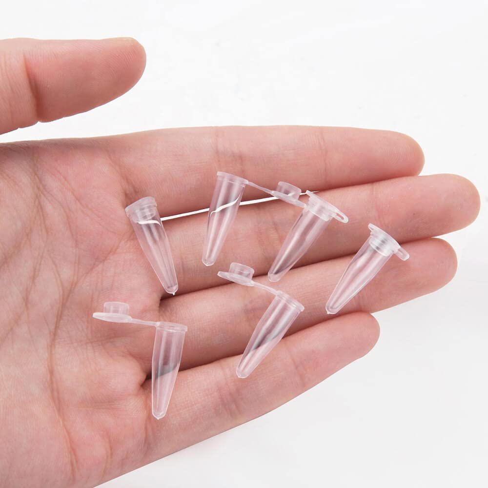 0.2ml Microcentrifuge Tubes 300 Pieces, EO Sterilized Plastic Small Vials with Caps for Sample Storage Without