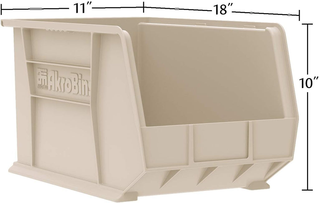 30260 AkroBins Plastic Storage Bins, 18"x11"x10", Blue, 6-Pack | Space-Saving Stackable Bins for Garage, Pantry