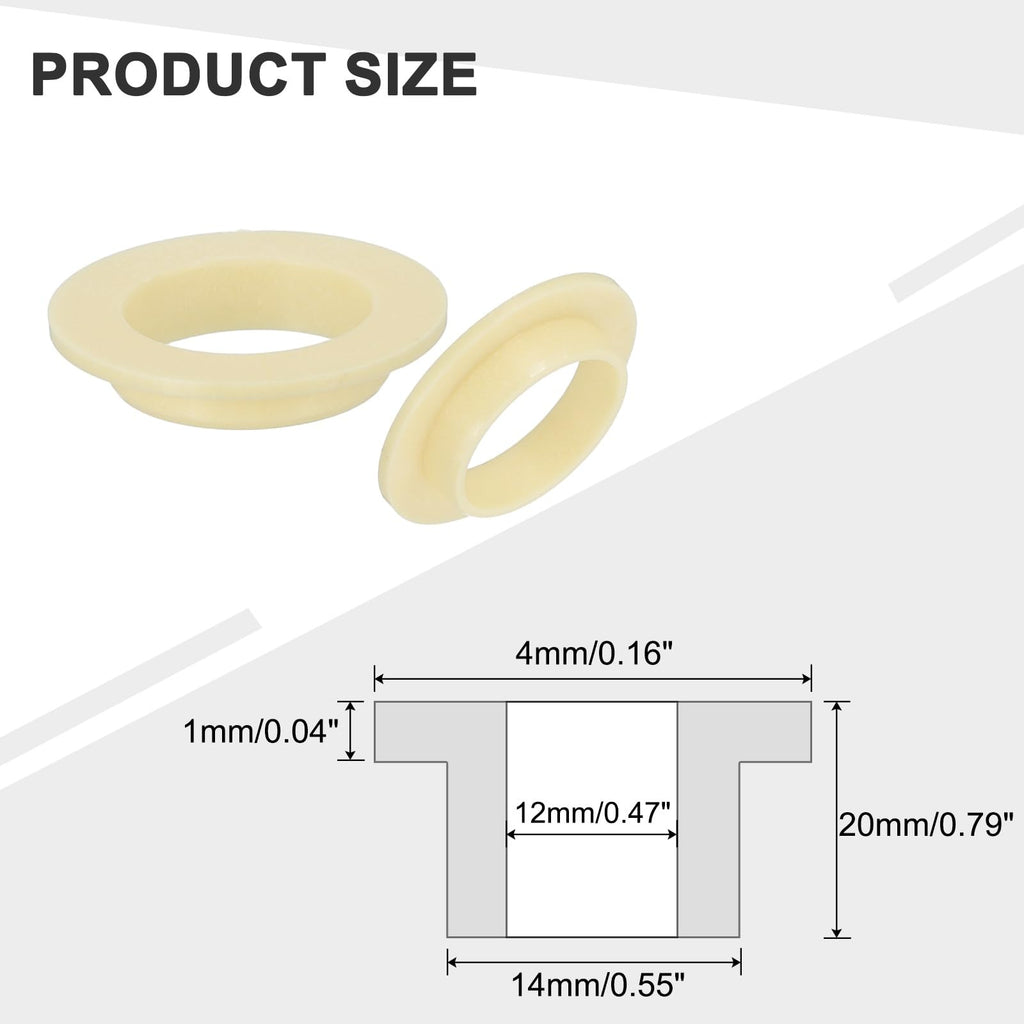 uxcell 8Pcs Flanged Sleeve Bearings,ID12mmxOD14mmxL4mm POM Bushing,Yellow