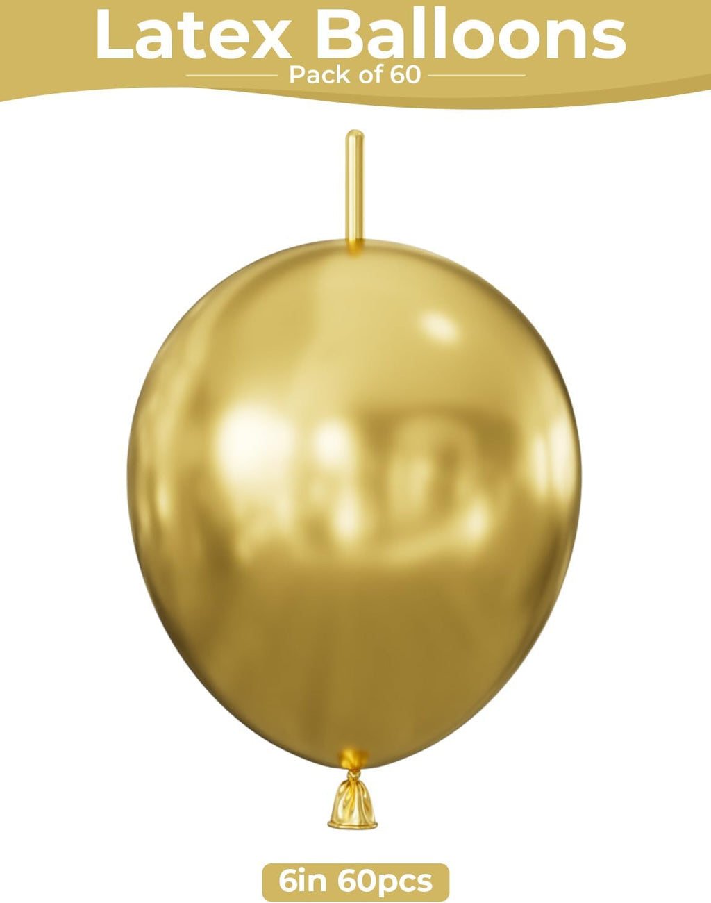 Gold Linking Balloons, 60 Pcs 6 Inch Quick Link Balloons