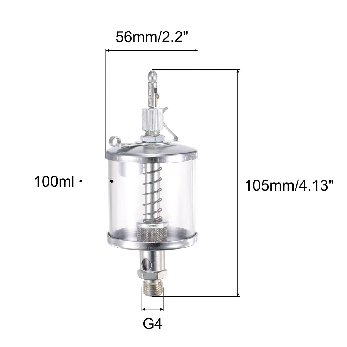 uxcell Needle Valve Type Oil Cup G1/4 Thread 100ml Sight Gravity Drip Feed Oiler