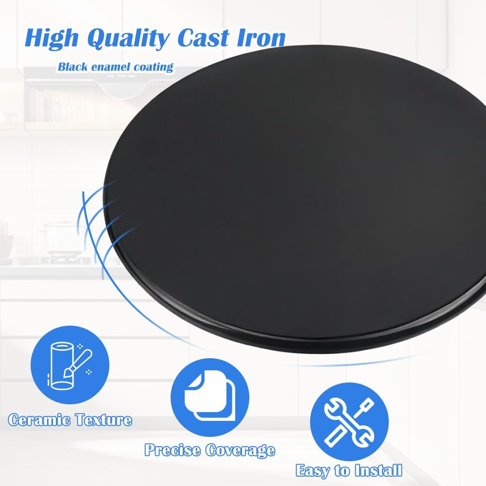 1 Pack Gas Stove Burner Cap Set, 3.93"(100mm) Flat Metal Cooker Hat Replacement Kit, Compatible with SABAF Stoves, Oven Burner Cover, Black Flat