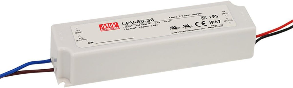 Mean Well 2103169LPV-60-12 Sealed Panel Mount LPV Series AC-DC 12-volt 5-Amp Power Supply with LED Driver