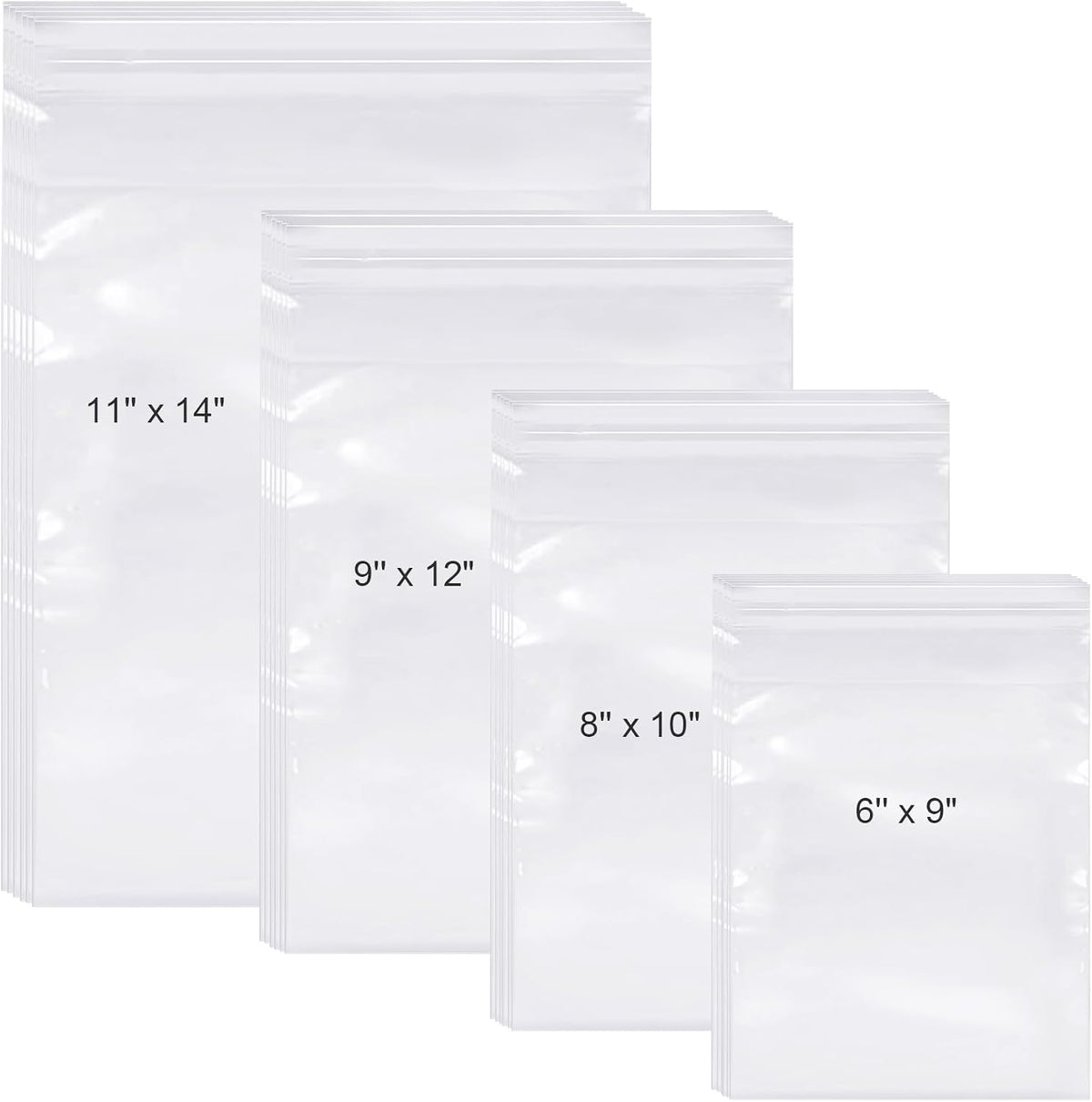 600 Pcs Cello Bags, 6'' X 9", 8'' X 10", 9'' X 12", 11'' X 14"