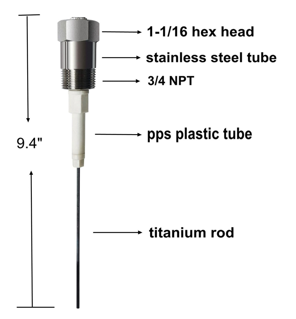 Powered Anode Rod for Water Heater Tank Made of Titanium, Eliminates Smell