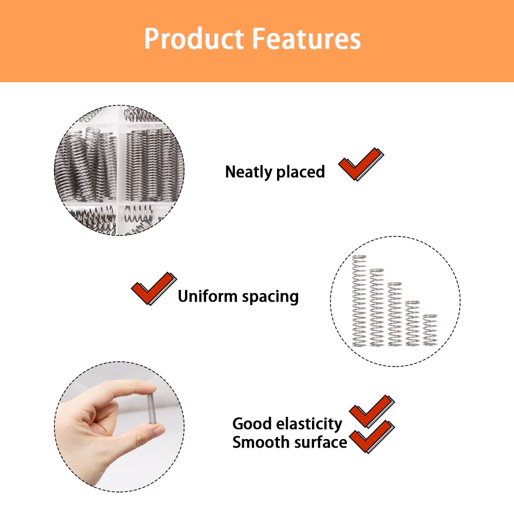 300PCS Compression Springs Assortment Kit 23 Different Sizes Small Spring 304 Stainless Steel Mechanical Mini Springs