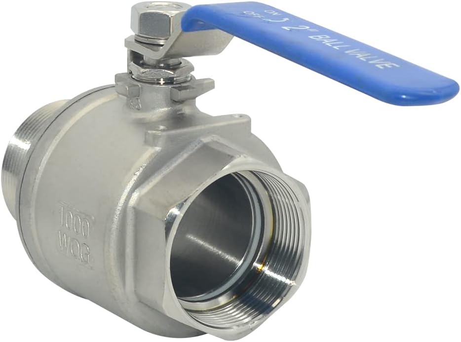 VARMHUS Full Port Ball Valve S304 Stainless Steel 304 Heavy Duty for Water, Oil, and Gas,1000WOG (2")