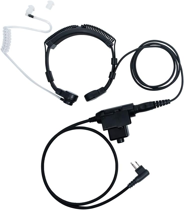 2-Pin Throat Mic with U94 PTT Compatible with Motorola CLS1410 | Tactical throat microphone headset and military U94