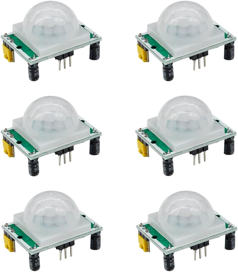 6pcs HC-SR501 High Sensitivity Human Infrared Sensing Module Pyroelectric Infrared Sensor Compatible with Raspberry Pi