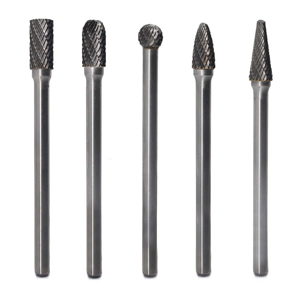 Carbide Burr Set JESTUOUS 1/4 Inch Shank Dia Extended Long Double Cut 5pcs
