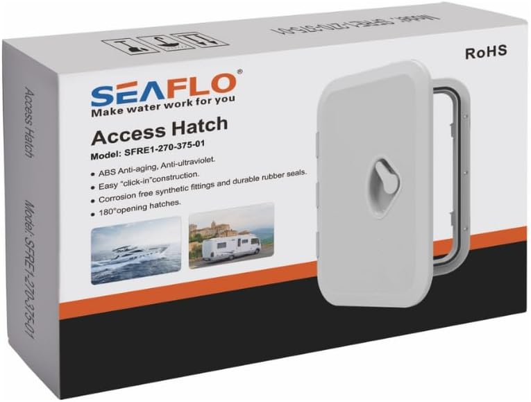 SEAFLO Marine Boat Deck Rectangular Access Hatch - White/Black, Lock and Key/Regular