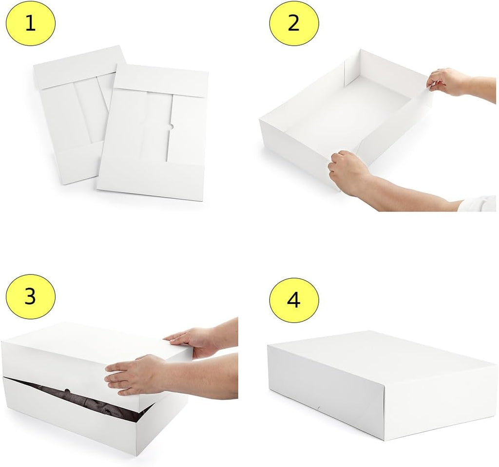 10 Sturdy White Gift Boxes for Presents - Premium Gift Boxes with Lids - 4-inch Deep Robe Boxes and Shirt Boxes