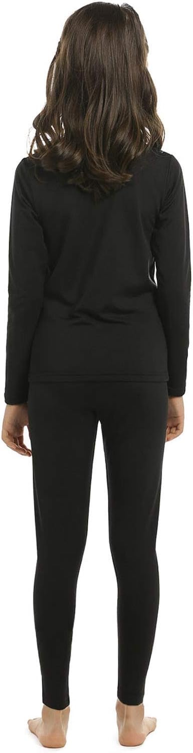 Girl’s Thermal Underwear Set Kids Long Johns Base Layer Thermals | Fleece Lined Long Sleeve Top & Bottom for Winter