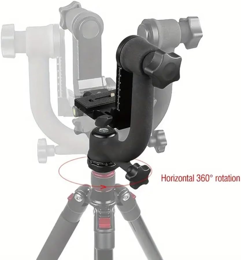 Aluminum Alloy Gimbal Tripod Head with 1/4" Quick Release Plate - 360° Rotating Ball Head, Smooth Pan & Tilt for