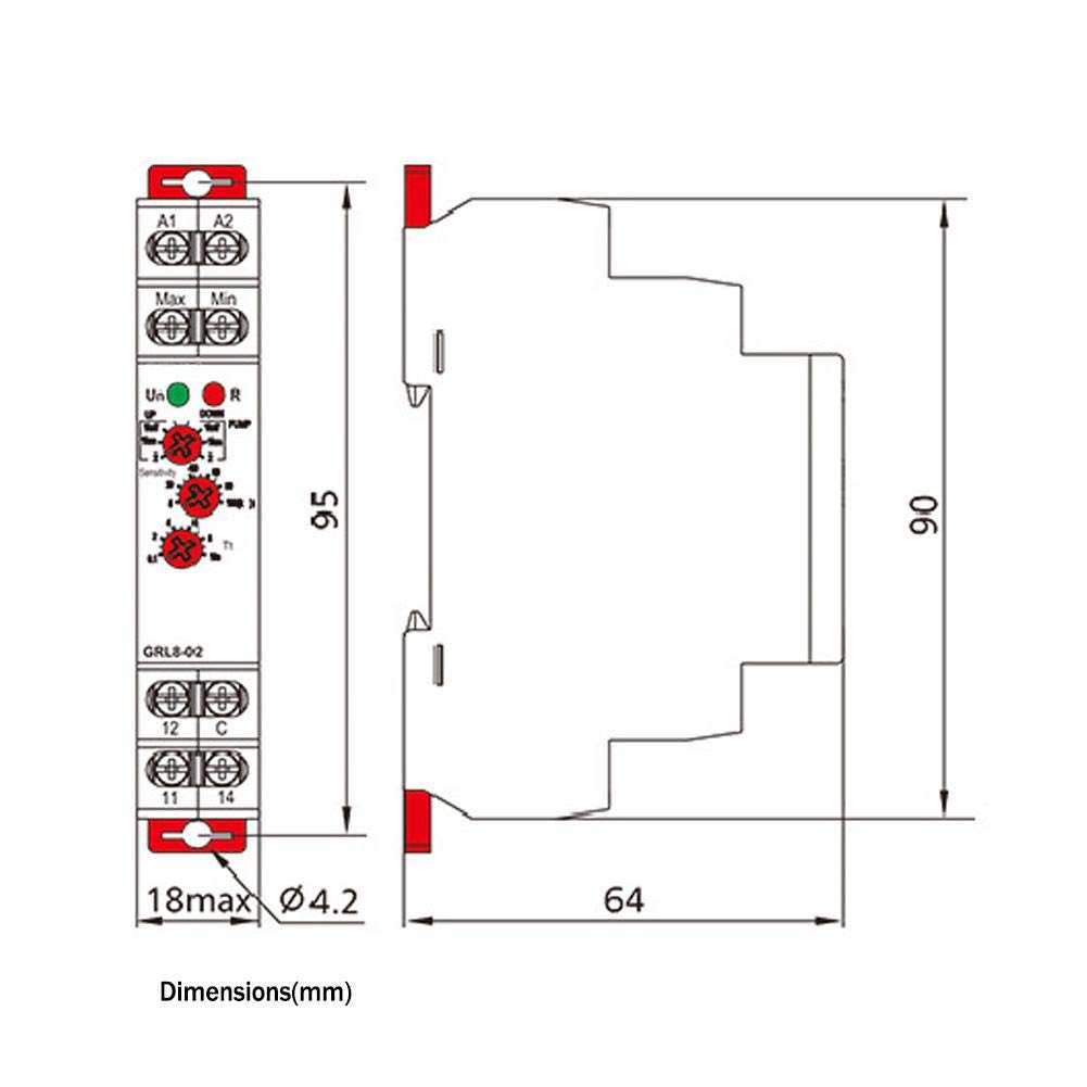 Liquid Level Control Relay GRL8-02 Adjustable Delay 24-240V