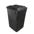 45 Gallon Heavy Duty Wheeled Trash Can with Attached Lid, Large Rolling Garbage Bin, Outdoor/Indoor Use, Black