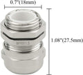 5PCS Stainless Steel Cable Gland Cable Fixing Head Suitable for 5mm-10mm M18 Cable Gland Joints Assortment Set (M18)