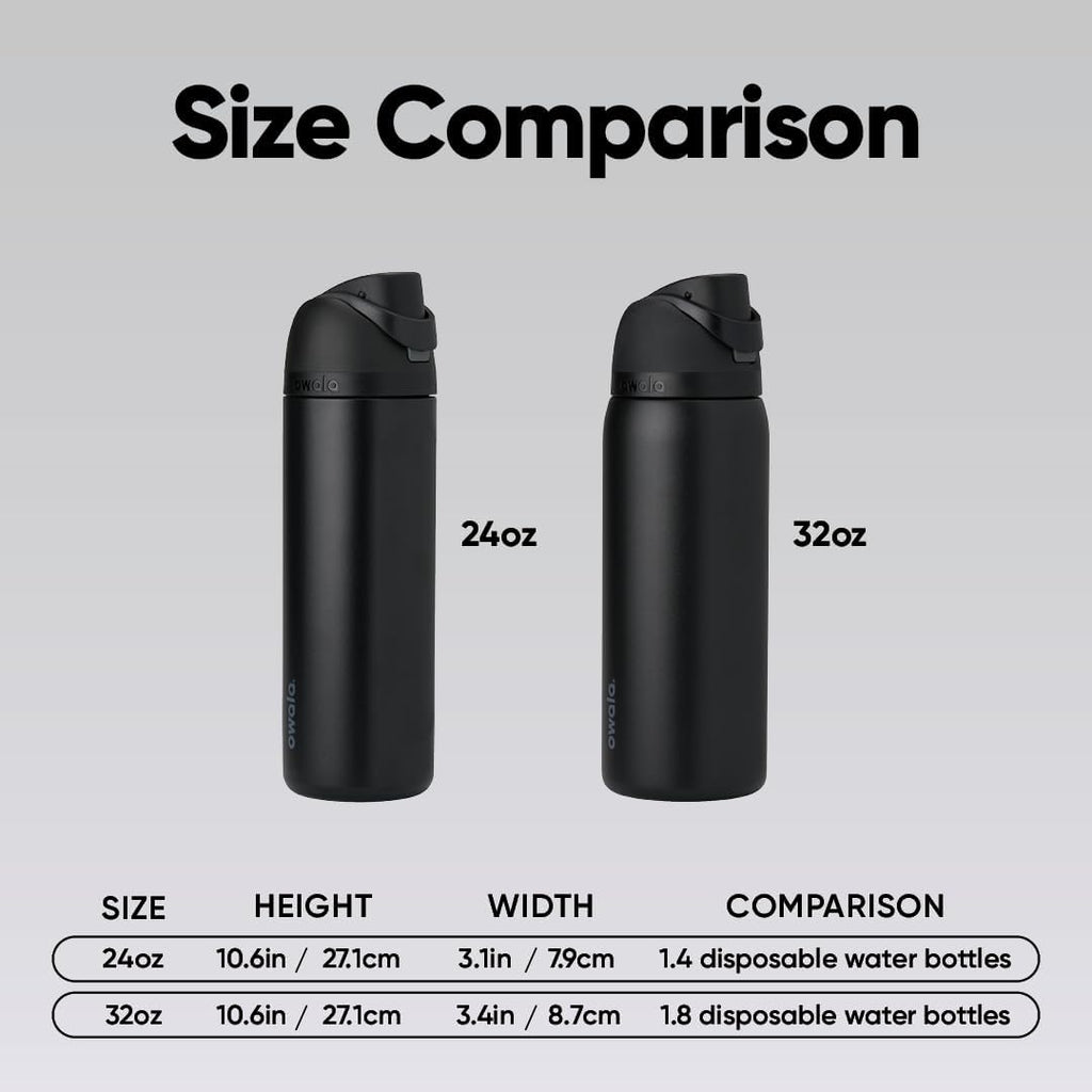FreeSip Stainless Steel Water Bottle 24 oz Very, Very Dark