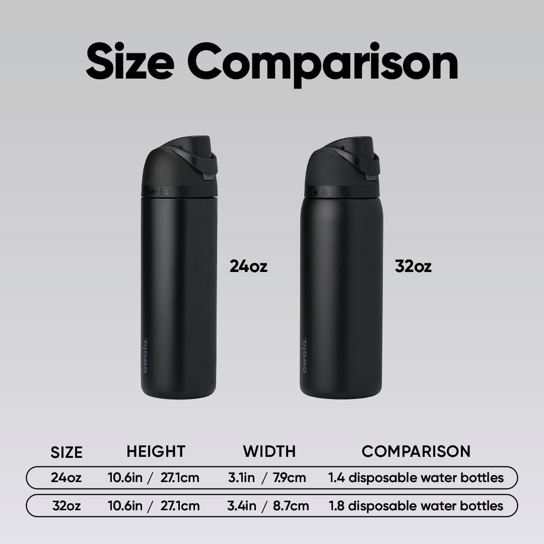 FreeSip Stainless Steel Water Bottle 24 oz Very, Very Dark