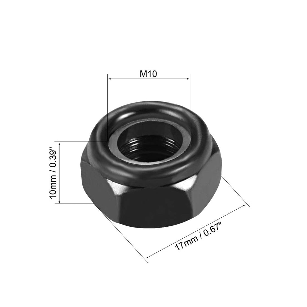 uxcell Hex Lock Nuts - M10 x 1.5mm Nylon Insert Self-Locking Nuts, 10Pcs