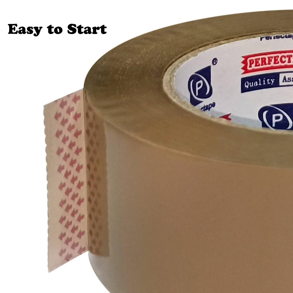 PERFECTAPE Heavy Duty Brown Packing Tape, 1.88 in x 100m, 6 Rolls | Total 600 meters, 2.7 mil, Ultra Strong, Refills