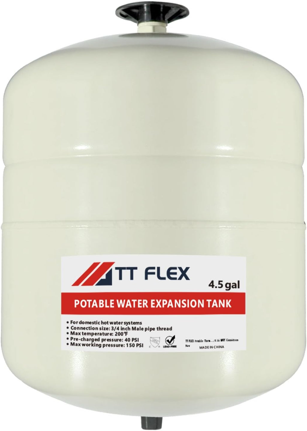 TTFLEX 4.5 Gallon Expansion Tank for Hot Water Heater 3/4" MNPT | Thermal Expansion Tank, for Potable Water