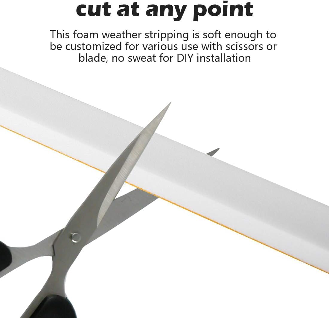 White Door Window Weather Stripping Self Adhesive Foam Tape High Density Foam Sealing Strip Window Insulation