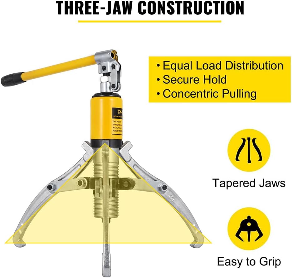 Hydraulic Gear Puller, 15 Ton Max. Capacity Hydraulic Puller, 2 or 3 Jaws Bearing Hub Separator, 3.9"- 11.8"