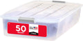 50 Qt Plastic Under Bed Storage Organizer Bin Container with Secure Lids and Durable Buckles, Multi-Purpose for