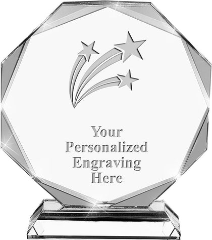 6.75" Custom Crystal Award with Engraving - Personalized Trophy Awards
