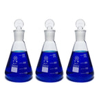250ml Glass Erlenmeyer Flask Set, 3pcs Laboratory Glassware Flask with Glass Stopper for Chemistry Classroom Home