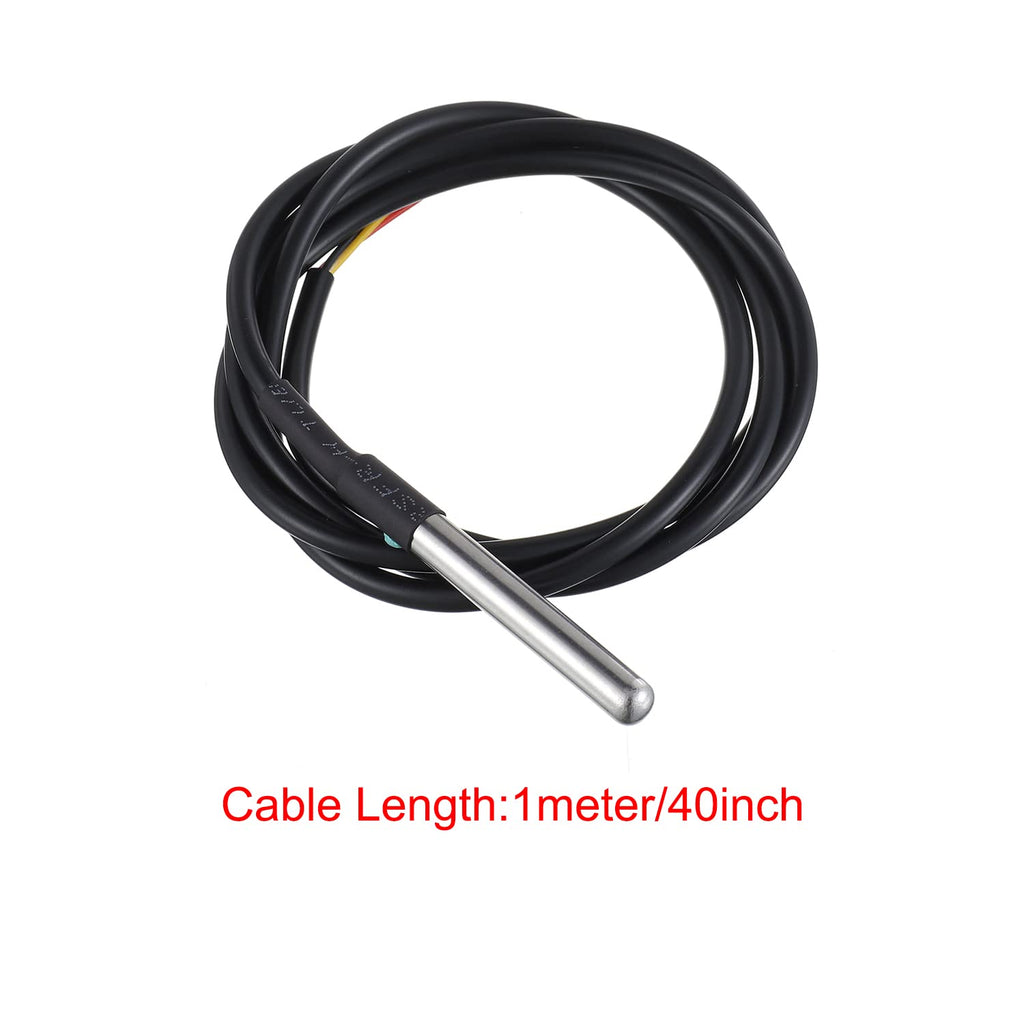 BOJACK DS18B20 1M Temperature Sensor Probe Stainless Steel(Pack of 2）