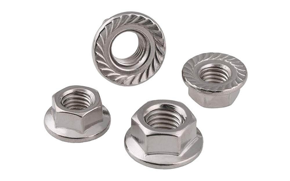 Stainless Steel Serrated Hex Flange Nuts Locknuts 50 Pcs (M5)