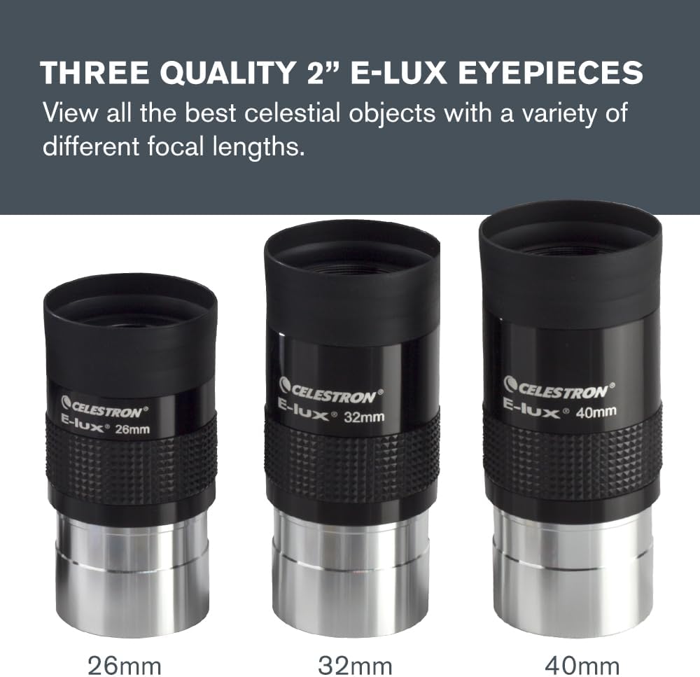 Eyepiece, Barlow & Filter Telescope Accessory Kit – 2" Barrel | 11 Essential Telescope Accessories, 3 E-lux