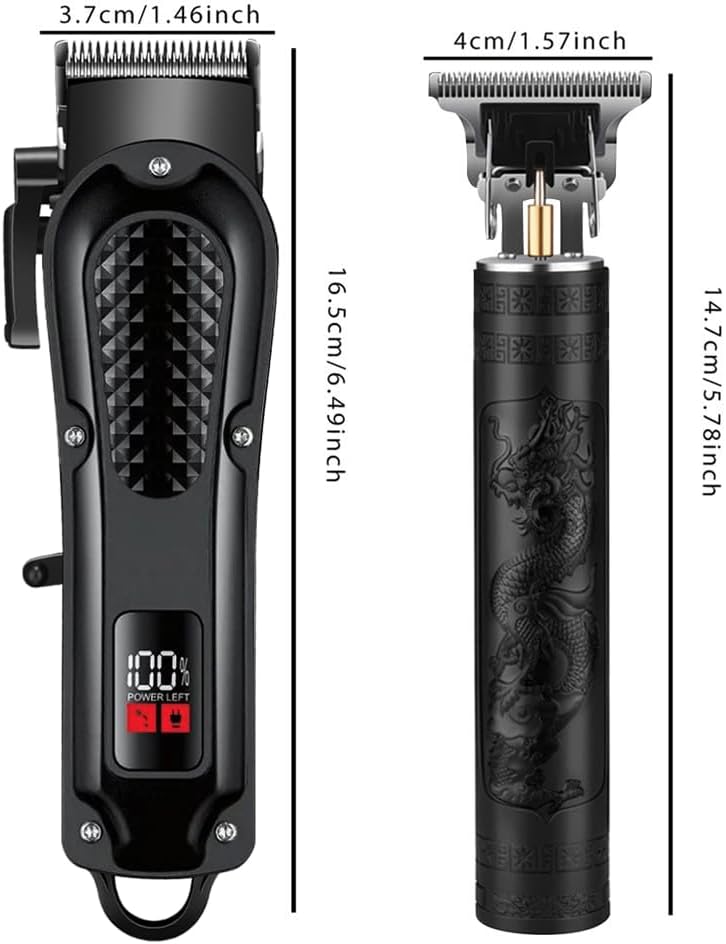 LCD Cordless Hair Clippers for Men, Beard Trimmer & Hair Cutting Kit | 8 Guide Combs, Adjustable Blade, Self Haircut